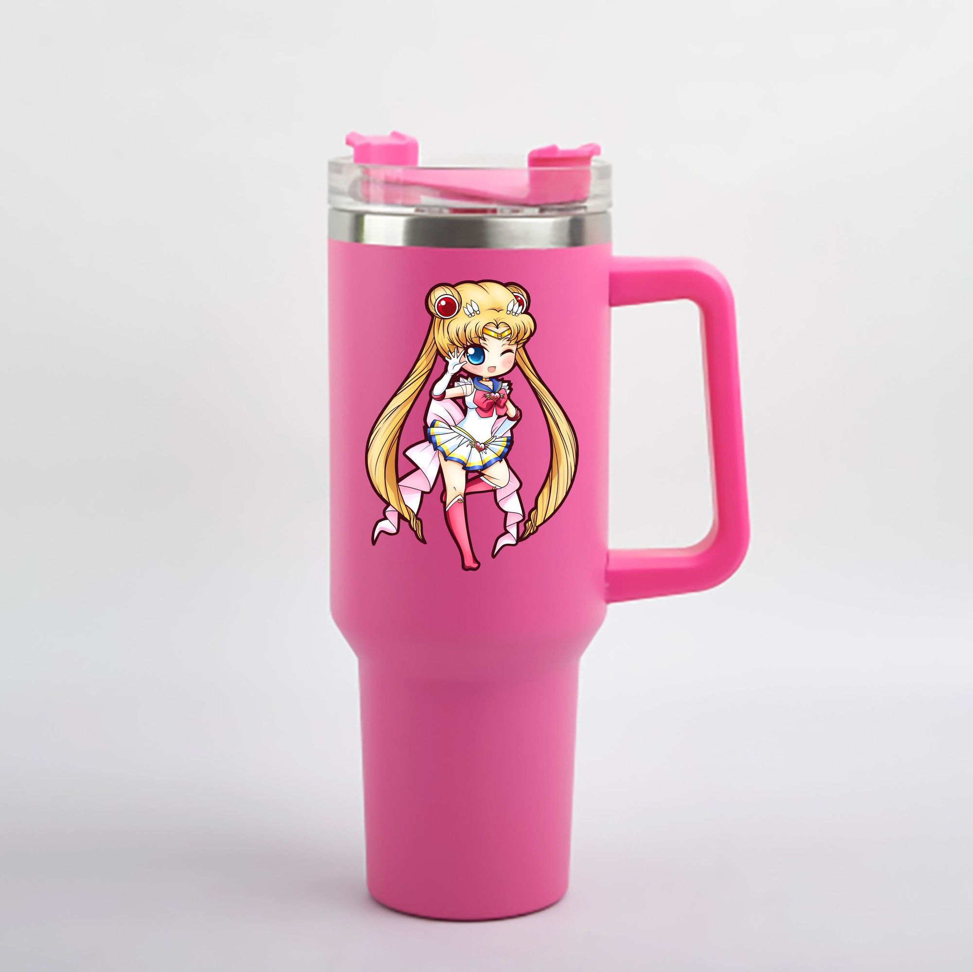 （画像用） 美少女戦士セーラームーン 月野 うさぎ つきの うさぎ Sailor Moon Tsukino Usagi 1200mL車用タンブラー - クリスタルステッカー（プラスチックストロー付き）